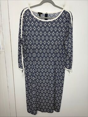 Talbots Dress Womens Large Jersey Stretch Shift Coastal Chic Office Summer Work